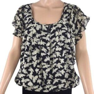 Daniel Rainn swirling birds Blouse top size small Style#10803